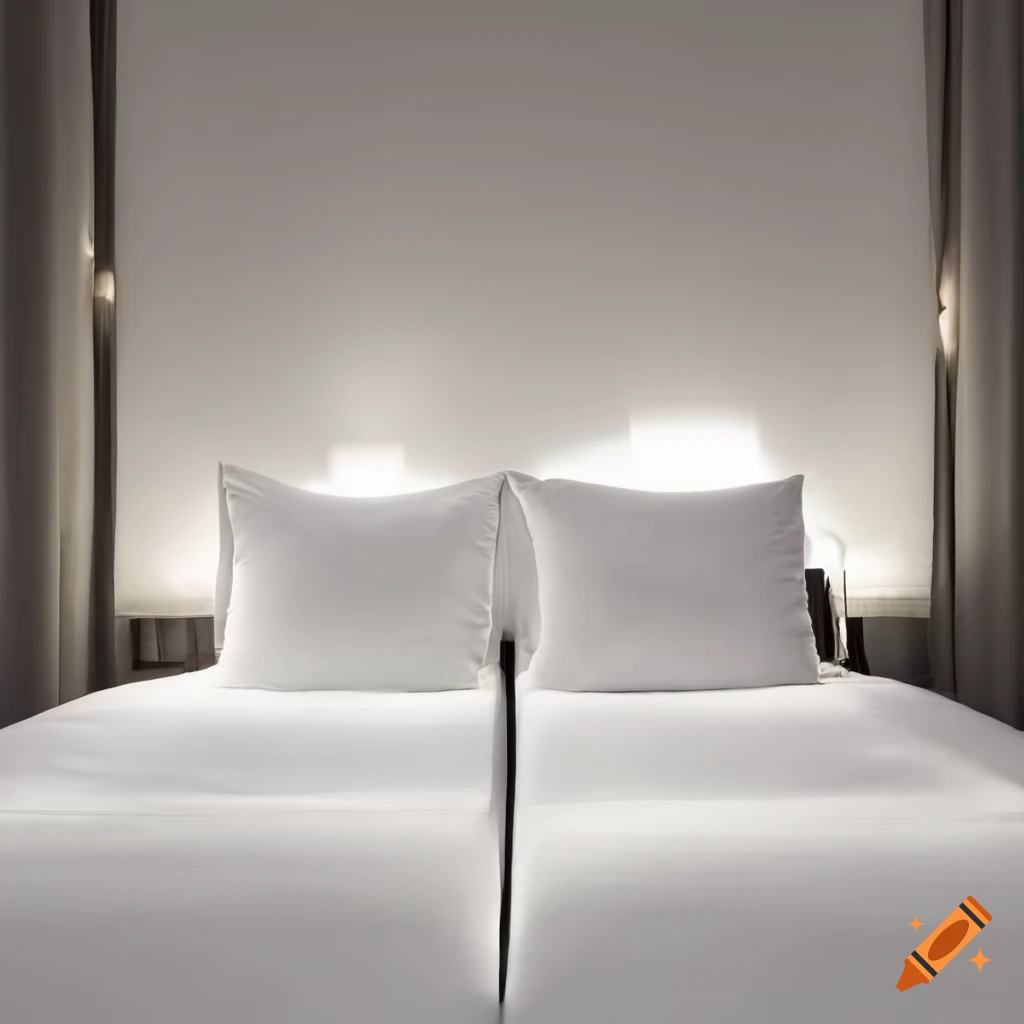 Hotel bedroom with white sheets on Craiyon