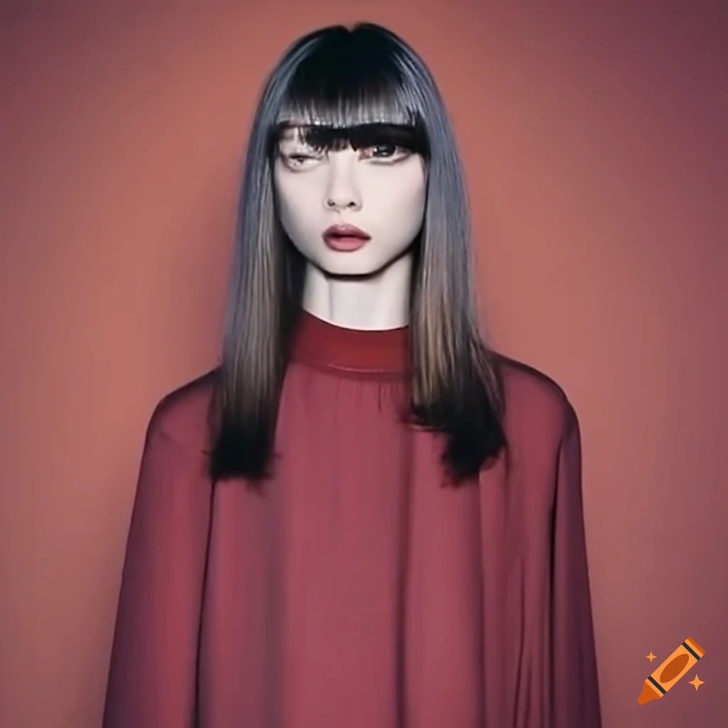 Mia Goth getting her bangs trimmed on a talk show