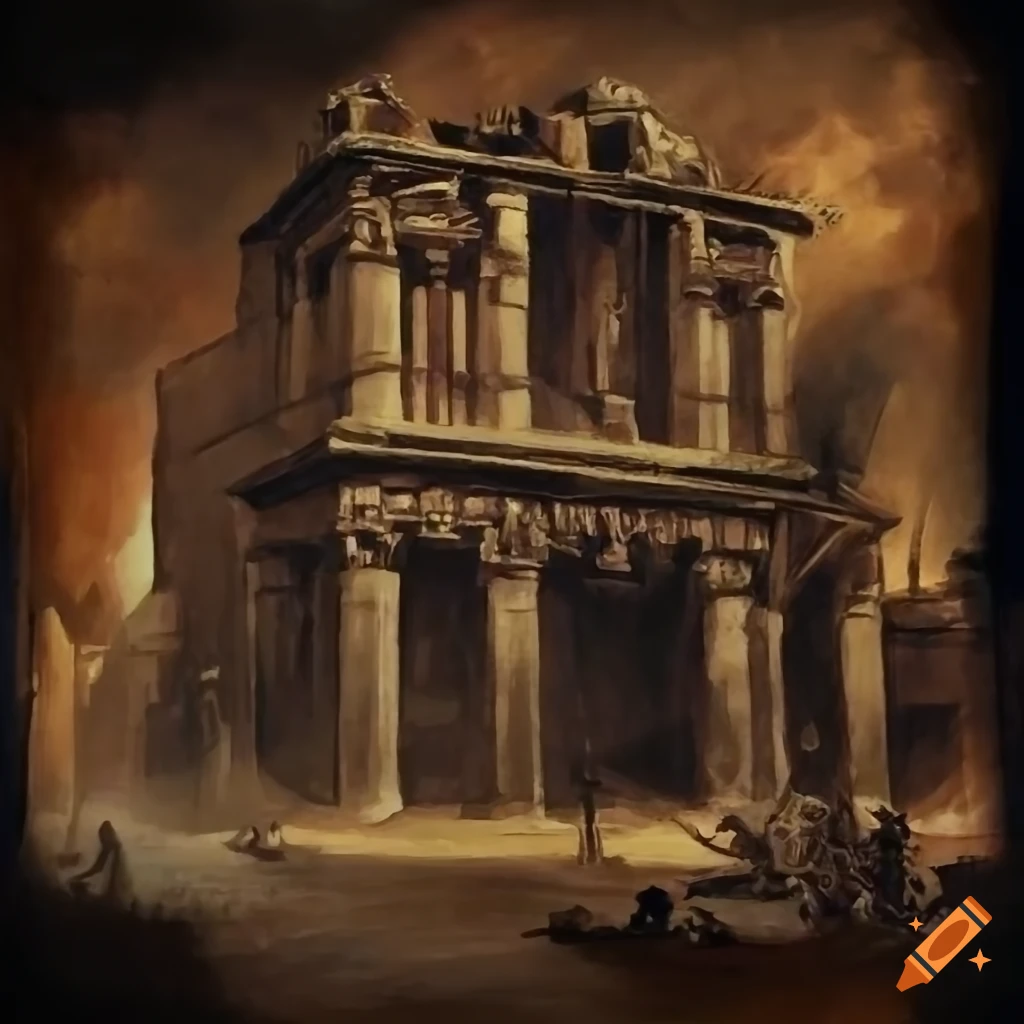 brutalist concept art of an Aztec city street