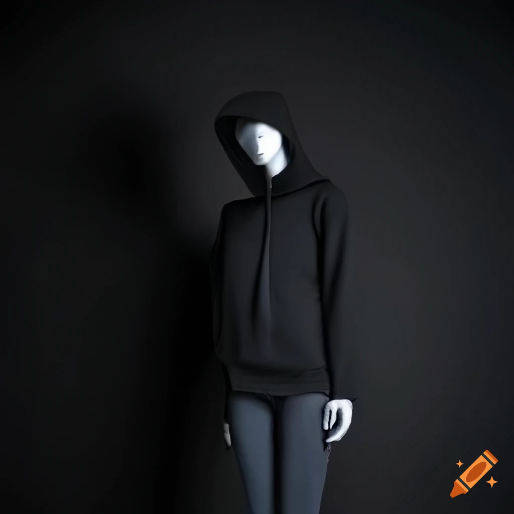 Stylish black hoodie on a mannequin on Craiyon