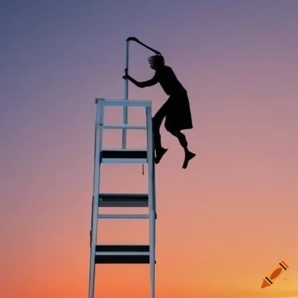 someone climbing a ladder