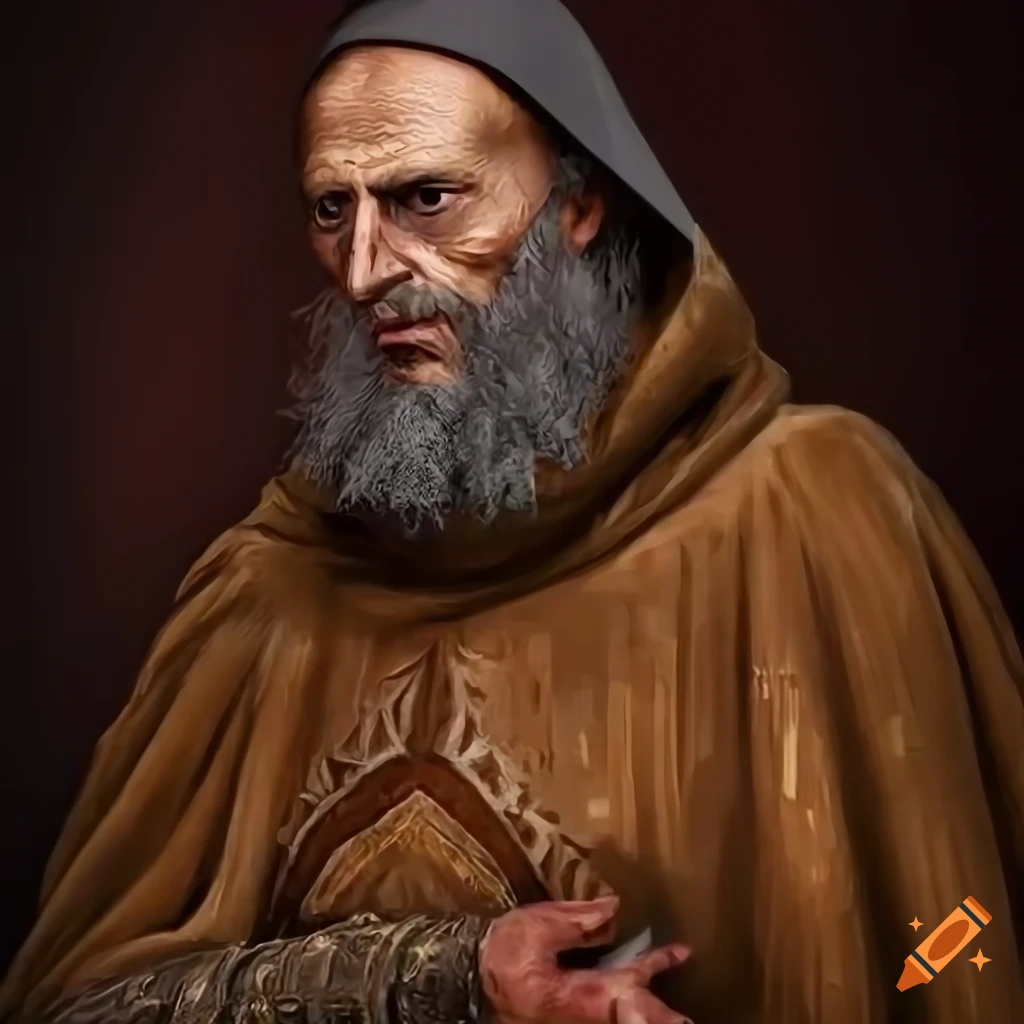 realistic depiction of a ragged Byzantine monk