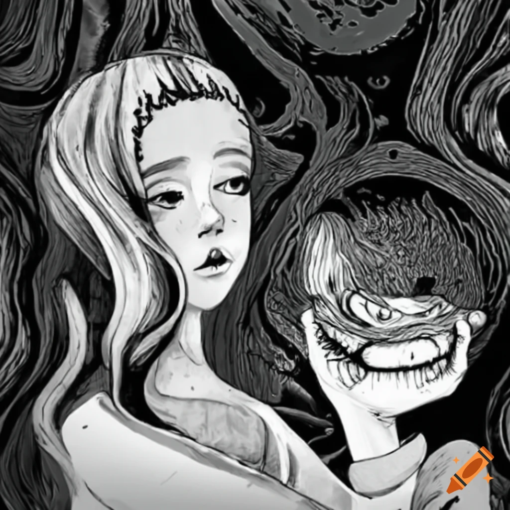 eerie lofi art with Junji Ito vibes