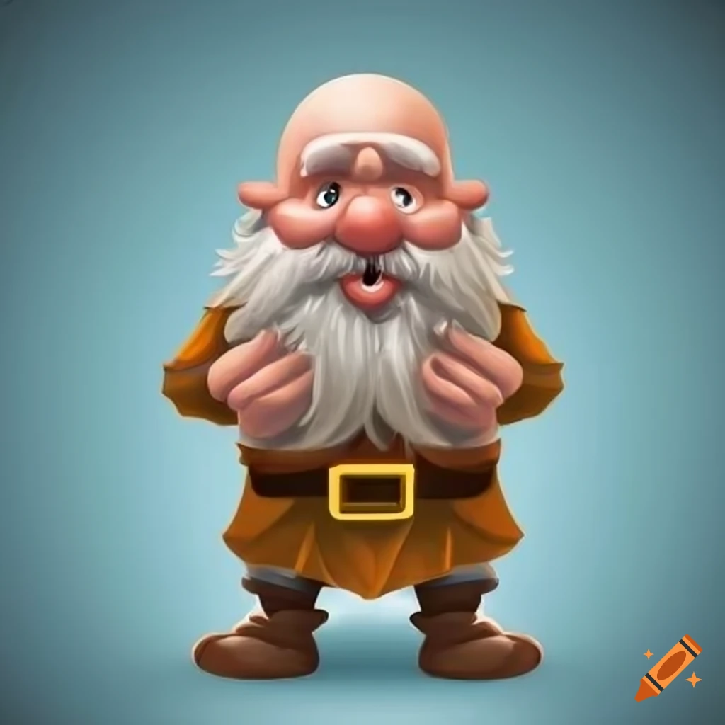 cartoon dwarf protecting his head