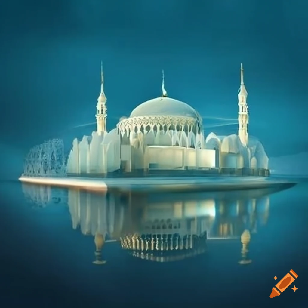 floating transparent mosque on the sea