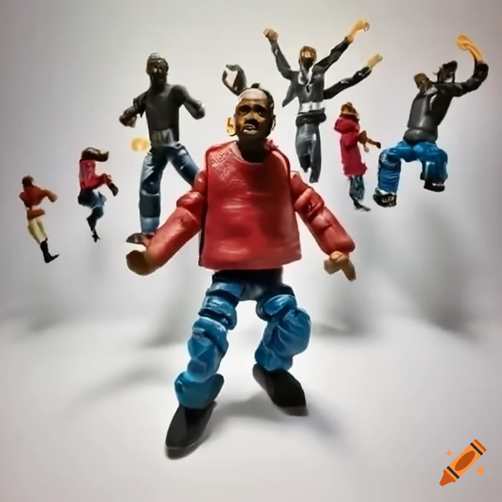 Crowd jumping action figure rapper on Craiyon