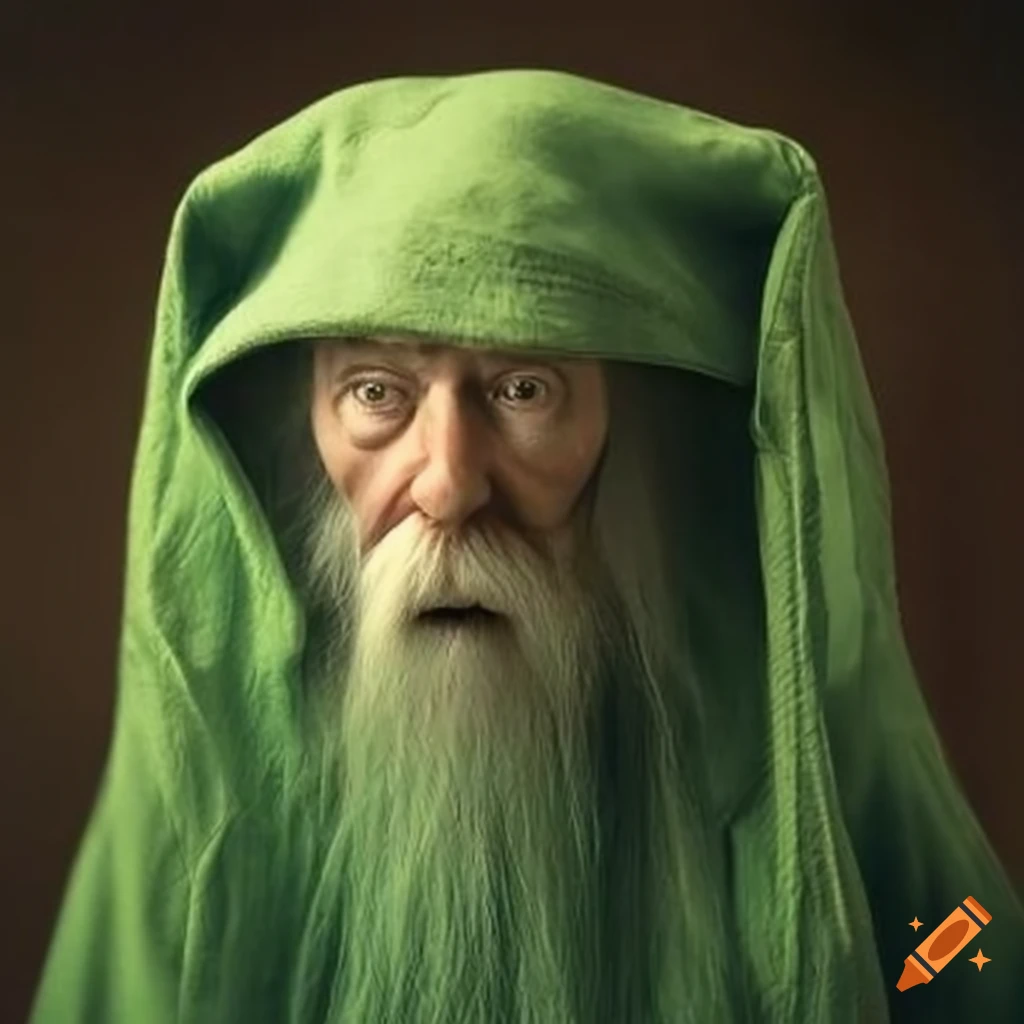 image of a fantasy wizard in green clothes