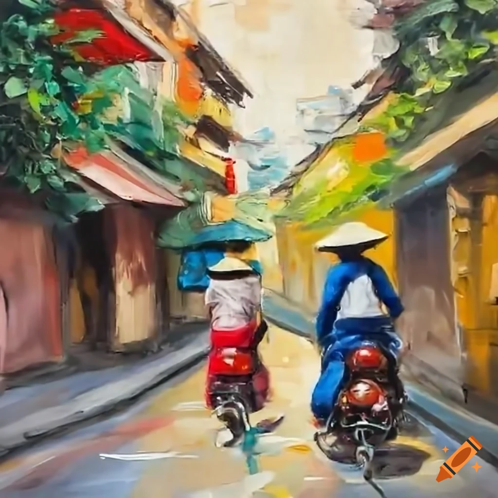 vietnamese couple riding a scooter in Hanoi