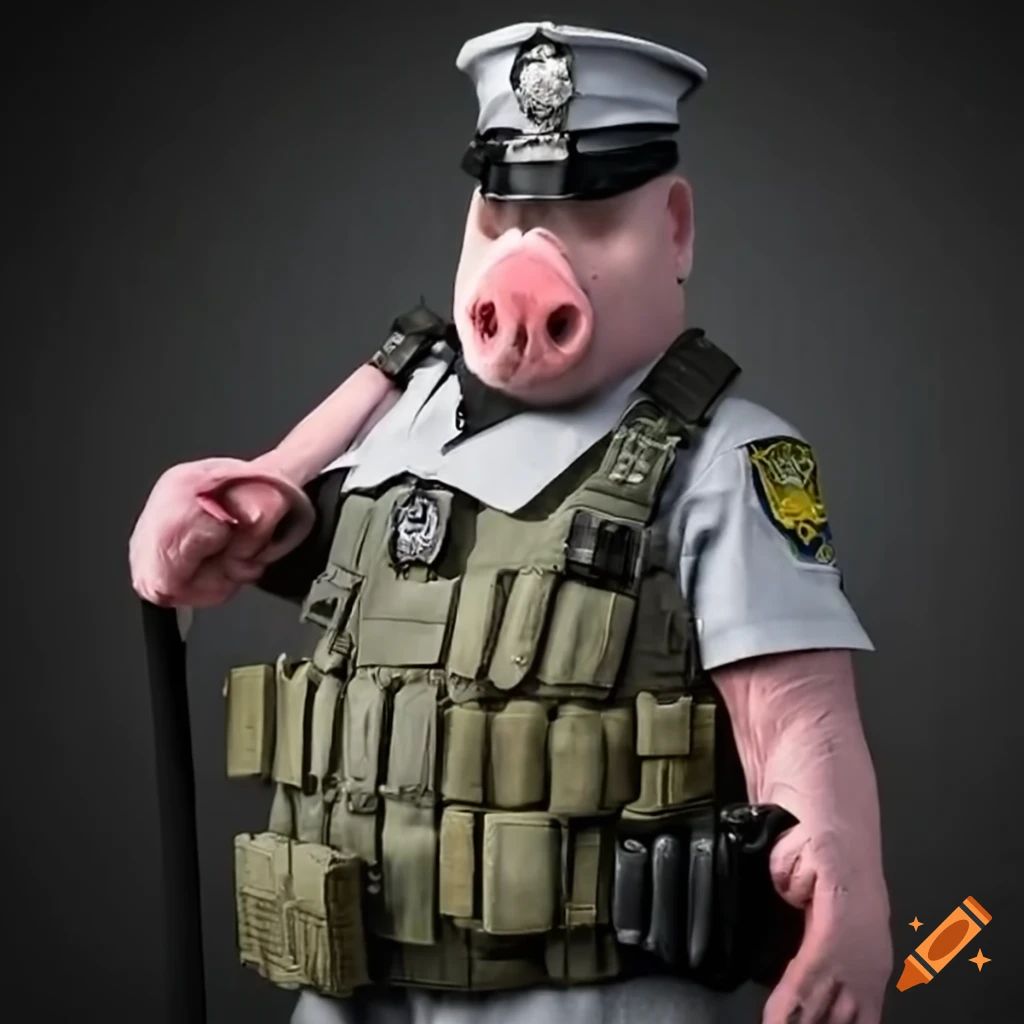 humorous image of a pig dressed as a police officer