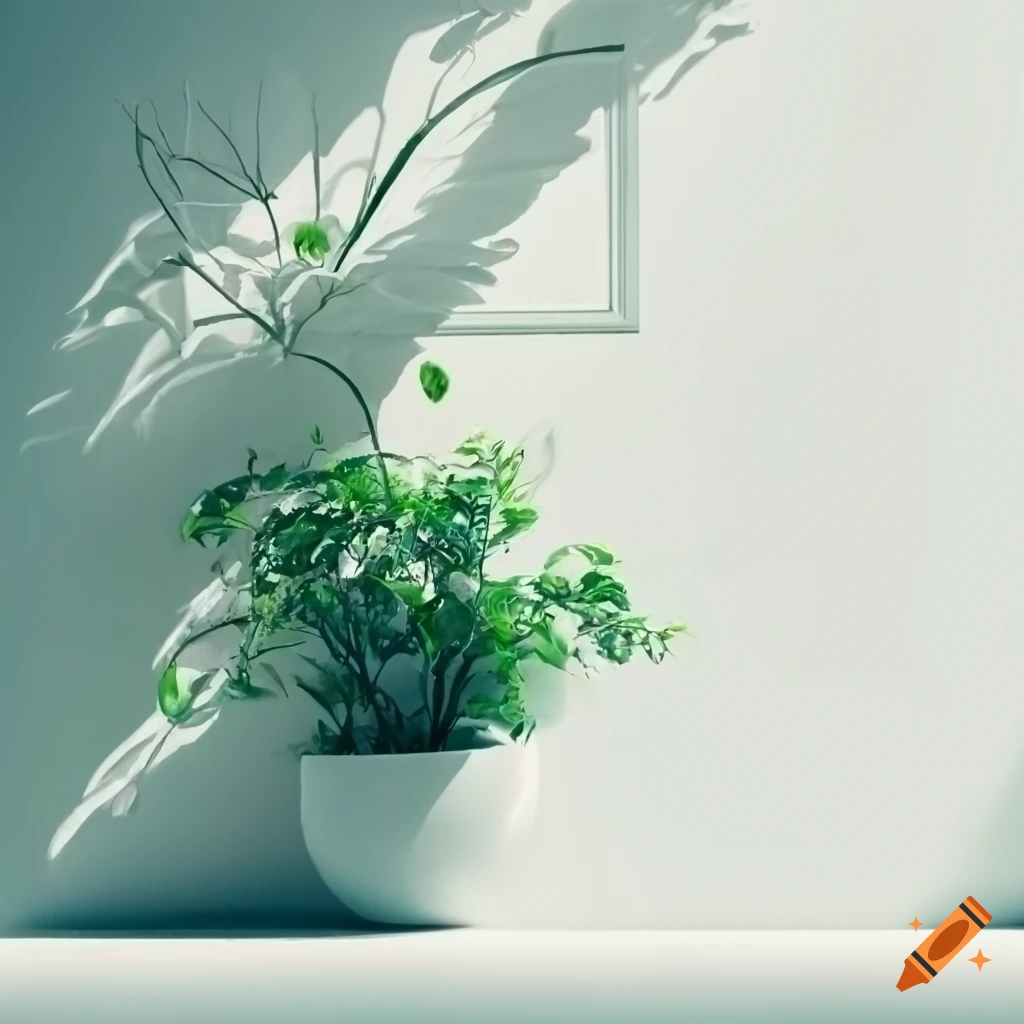 sunny room with plants on a white wall