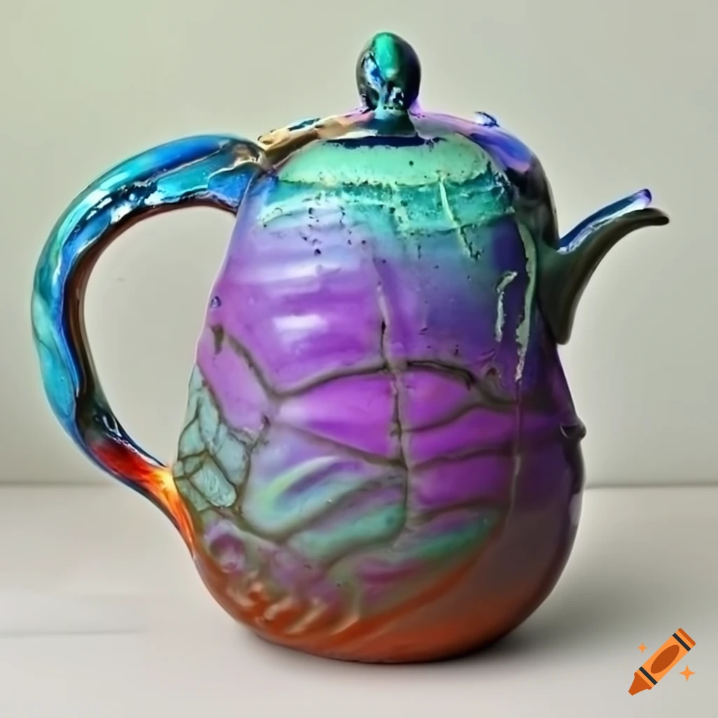 Fun Hand Painted Colorful Metal Teapot — Left Coast Revivals