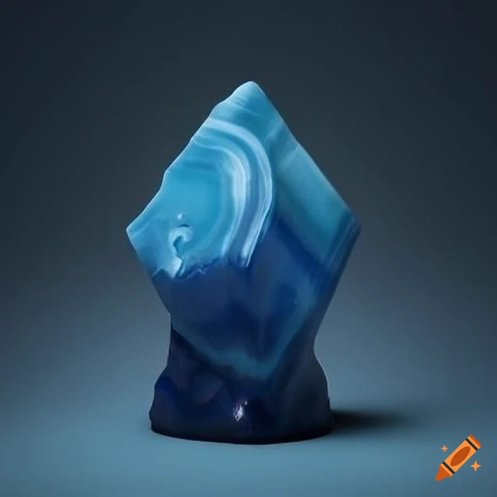 Minimalist indigo onyx sculpture inspired by zelda game