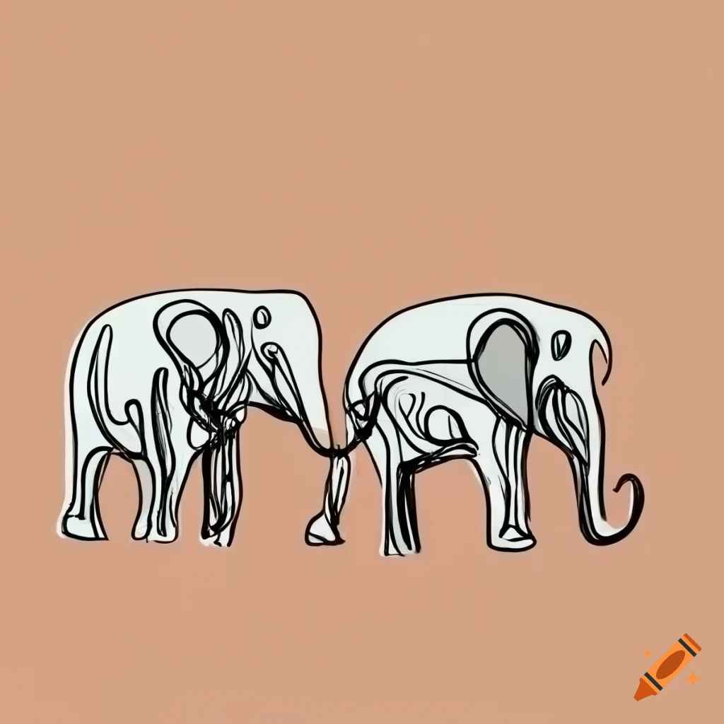 Family Of Elephants In One line Drawing On Craiyon