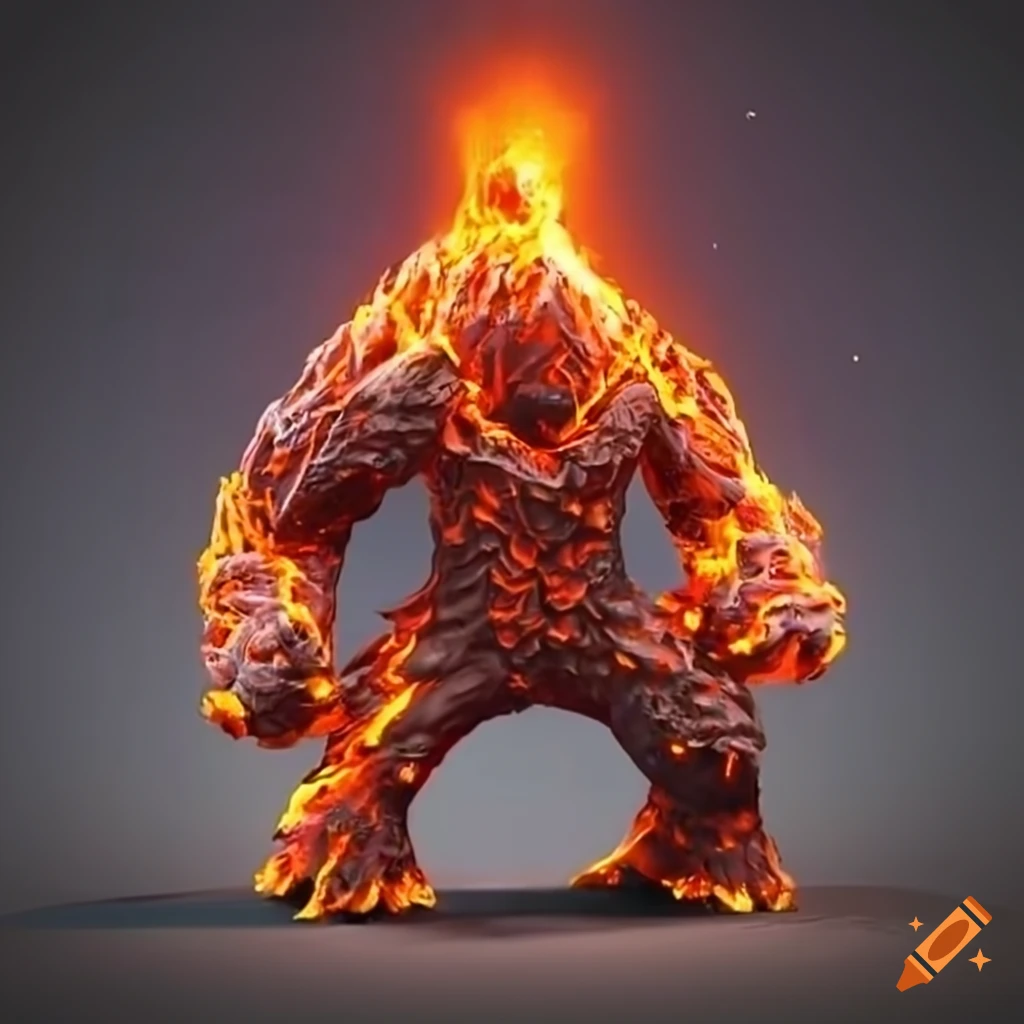 image of a powerful volcano elemental