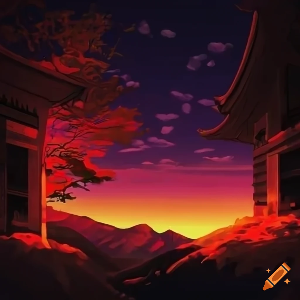 Hd wallpaper of a japanese landscape in dororo style on Craiyon