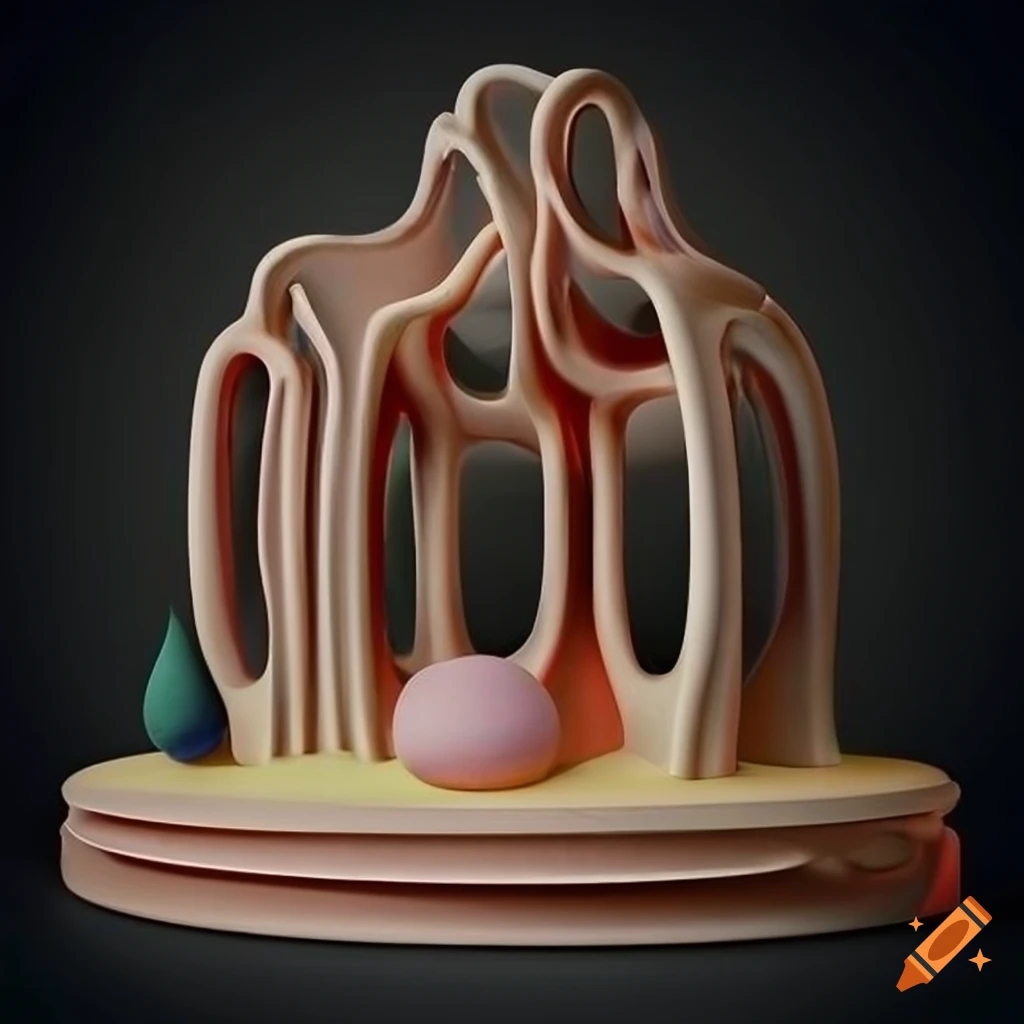 Intricately detailed and colorful abstract sculpture on Craiyon