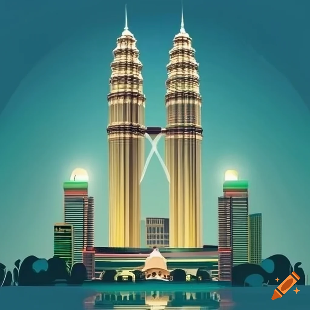 Illustration of petronas twin towers on Craiyon