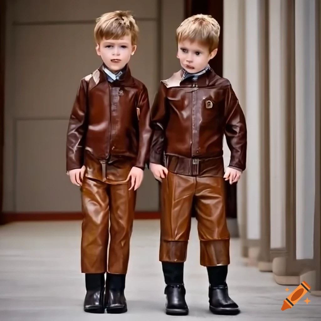 two boys in British school uniforms standing in a corridor