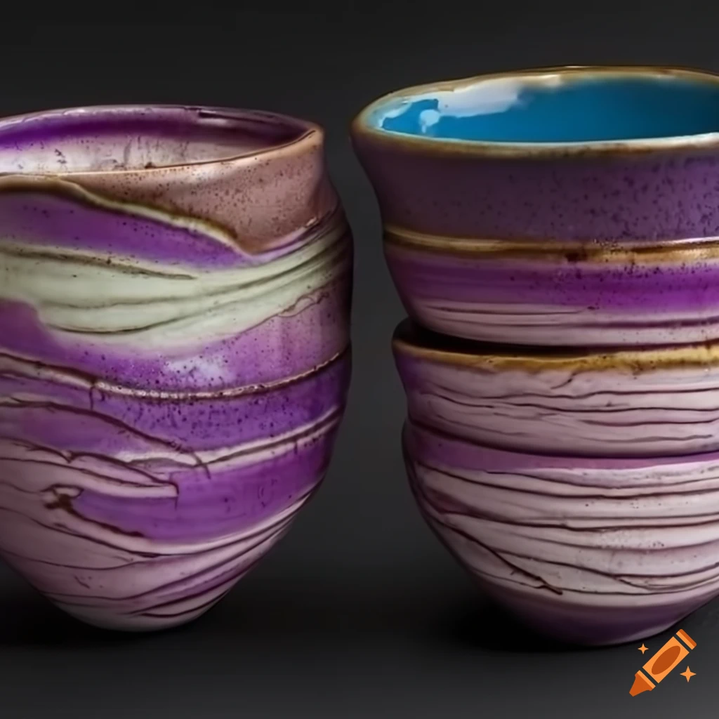 Ceramic pottery with unique glazes and abstract designs