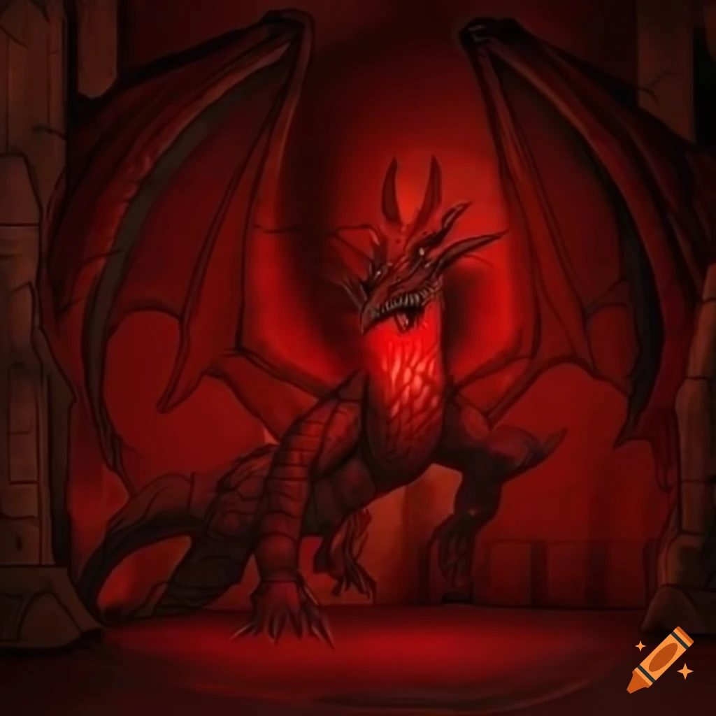 red dragon in a dungeon