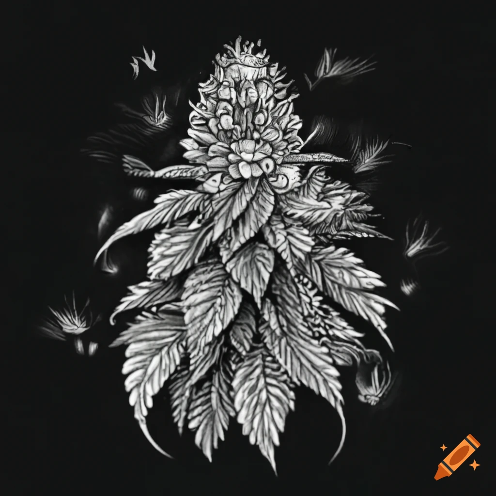 Weed-inspired coloring page on Craiyon