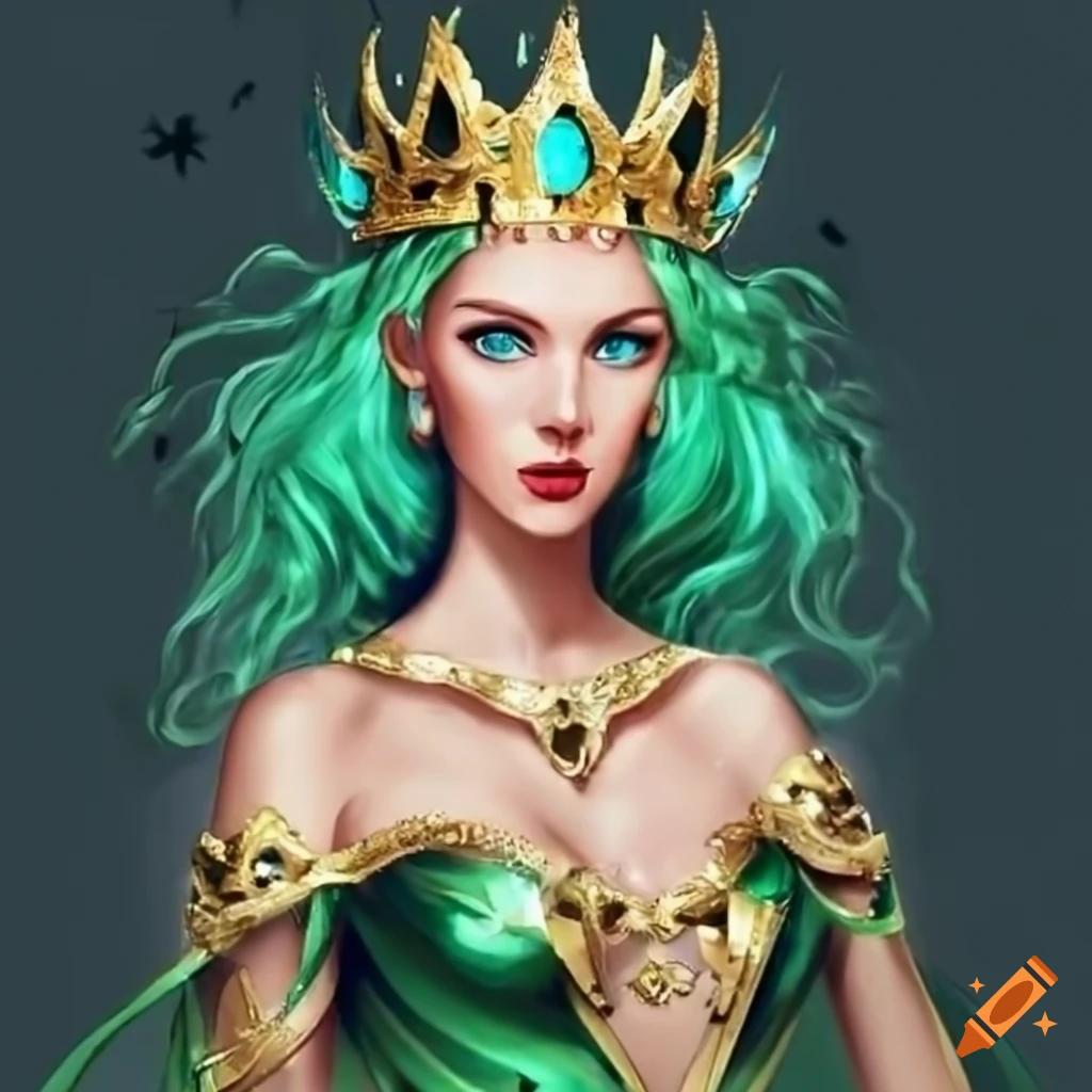 portrait of a blonde emerald queen