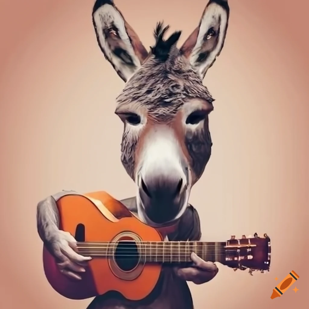 donkey playing a guitar