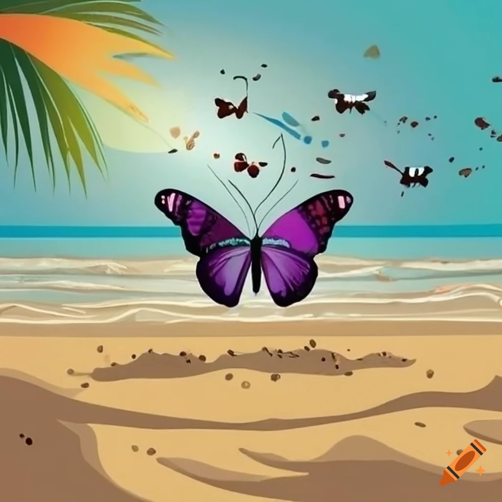 butterflies on a sandy beach