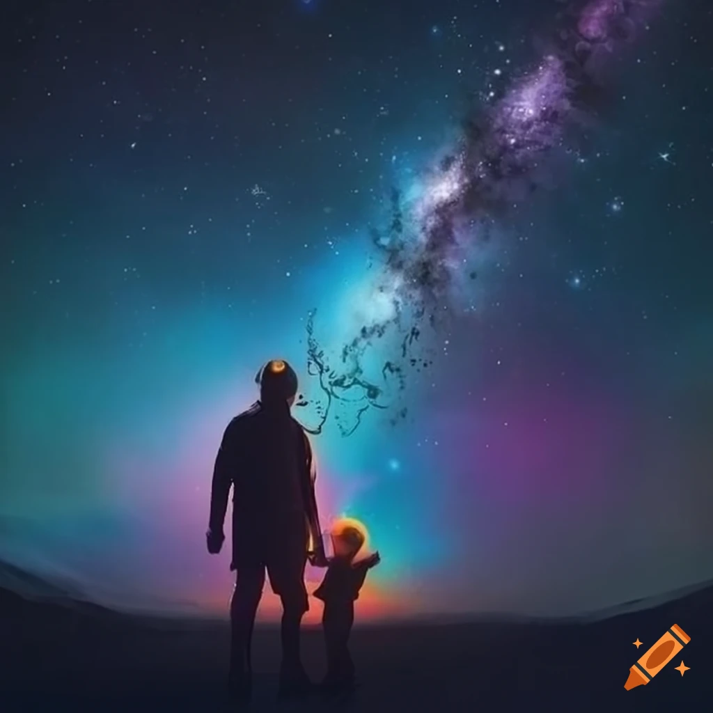 Artwork Of A Dad And Daughter Traveling Through Space On Craiyon
