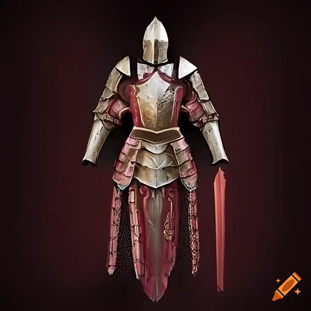 knight armor with rose motifs