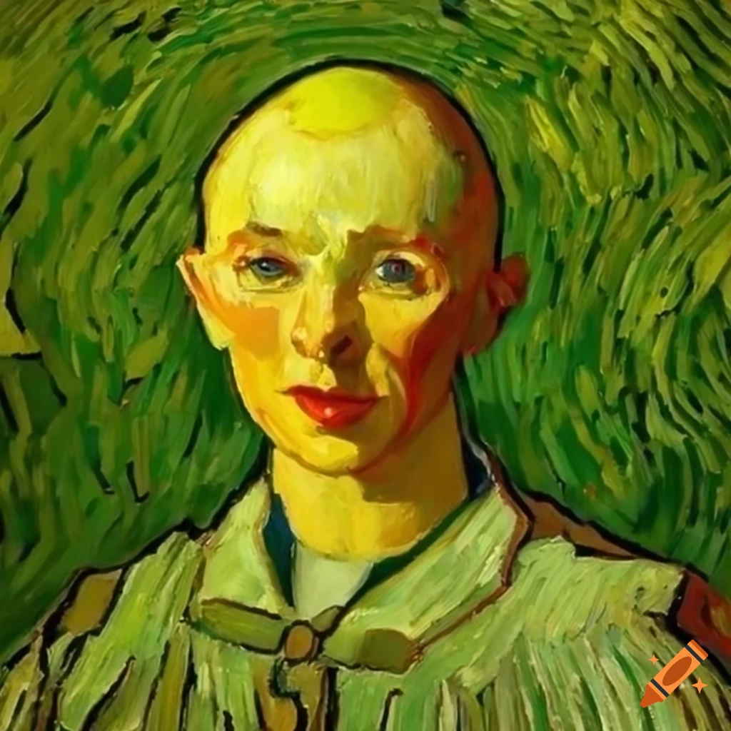 Van Gogh style Painting Of A Bald Woman van-gogh-style-painting-of-a-bald-woman