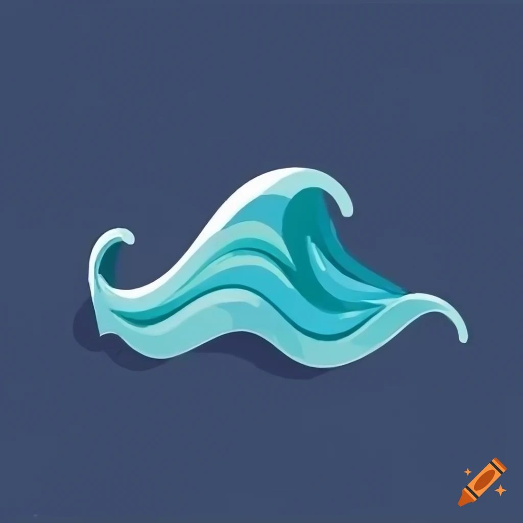 Soft horizontal smooth sea waves, simple cartoon style, naive