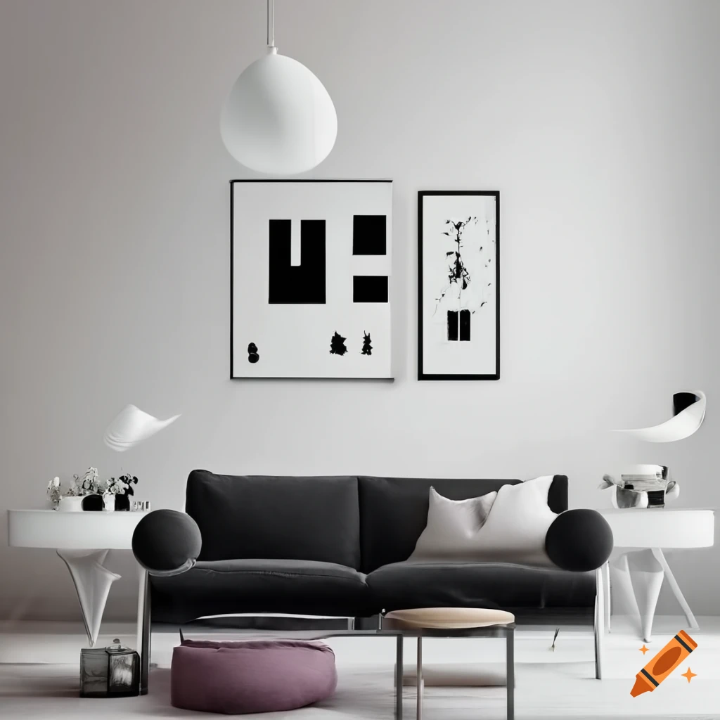 Image of a beautifully designed black and white room on Craiyon