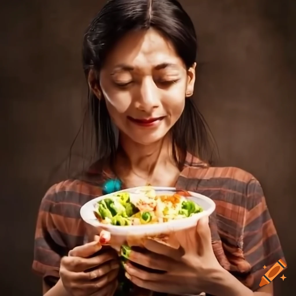Woman Giving Food To Others In A Community On Craiyon