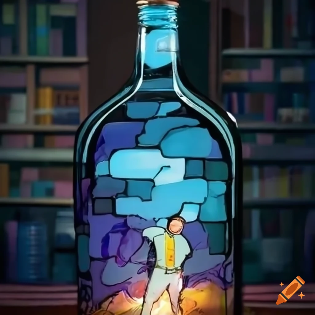 funny image of tiny Henry Cavill in a glass bottle