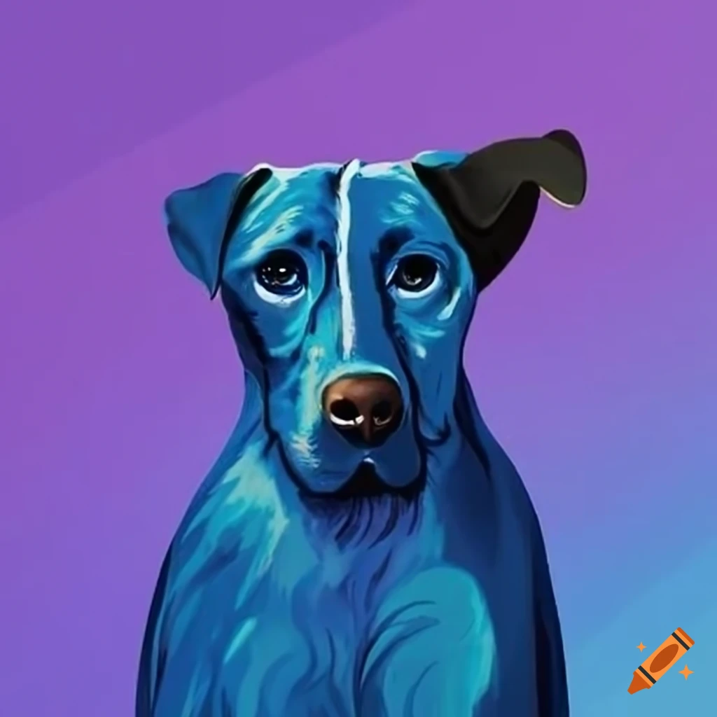 Painting of a blue dog