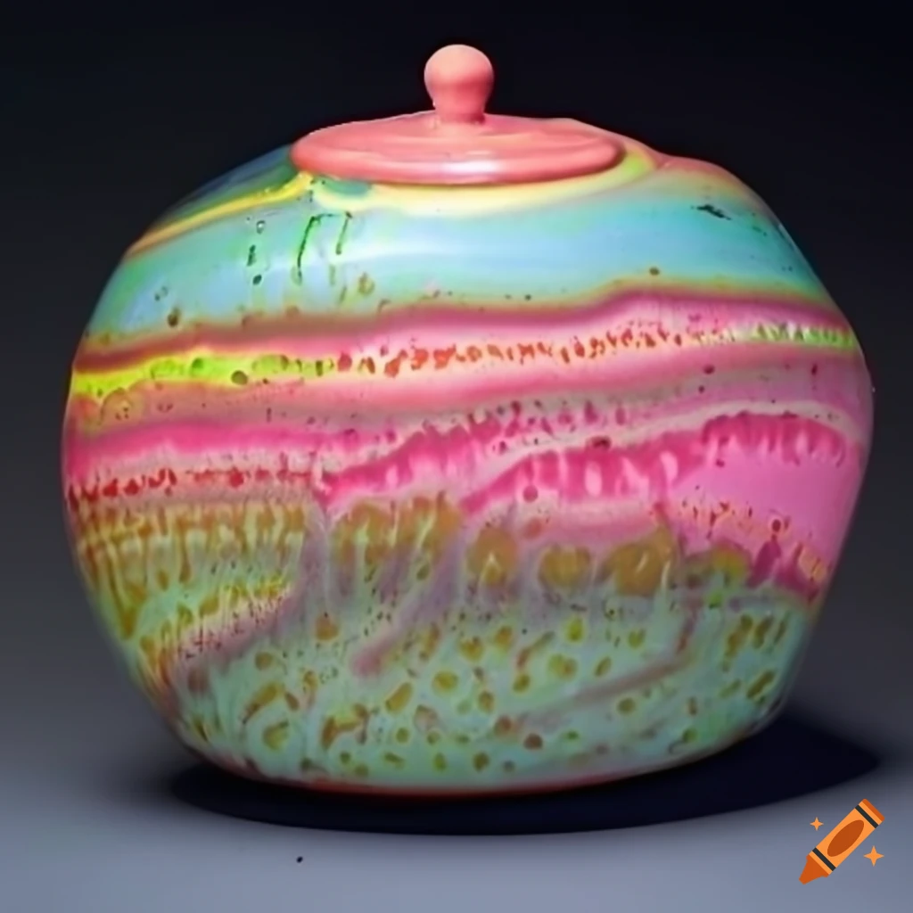 Unique ceramic pottery with colorful glazes on Craiyon