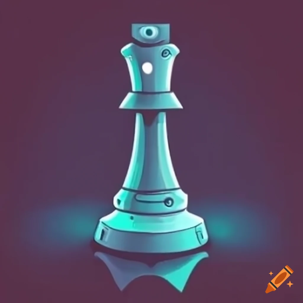 Detailed futuristic robotic chess piece