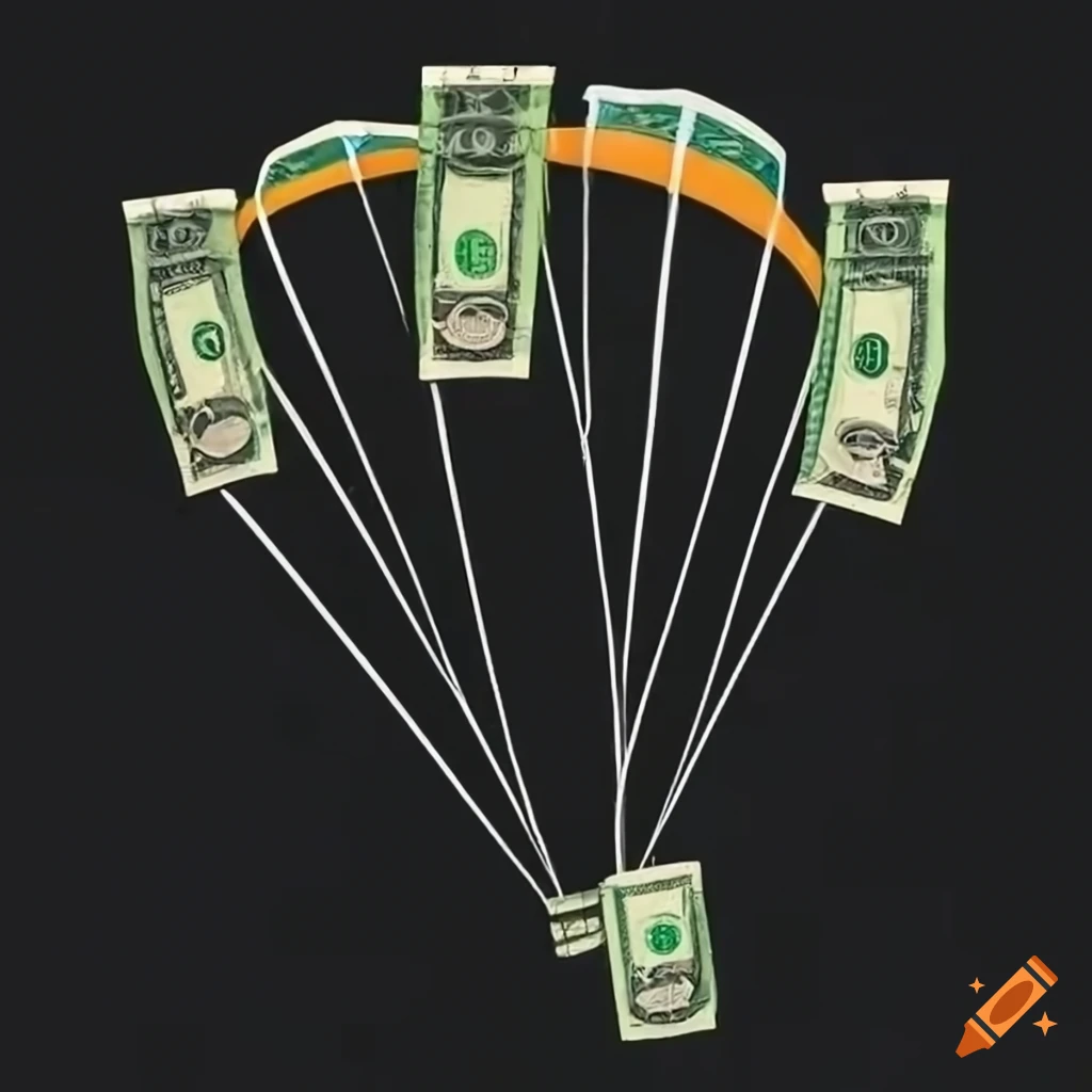 Money parachute concept on Craiyon