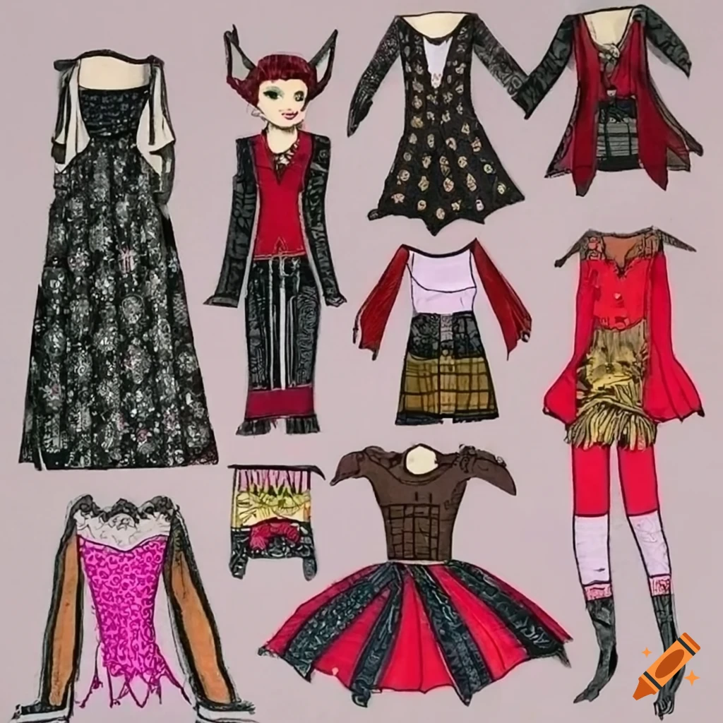 Vampire paper doll clothes on Craiyon