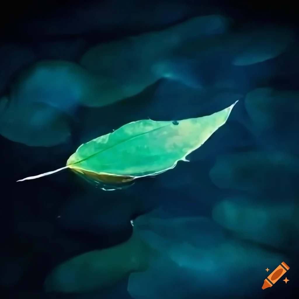 watercolor painting of a floating leaf