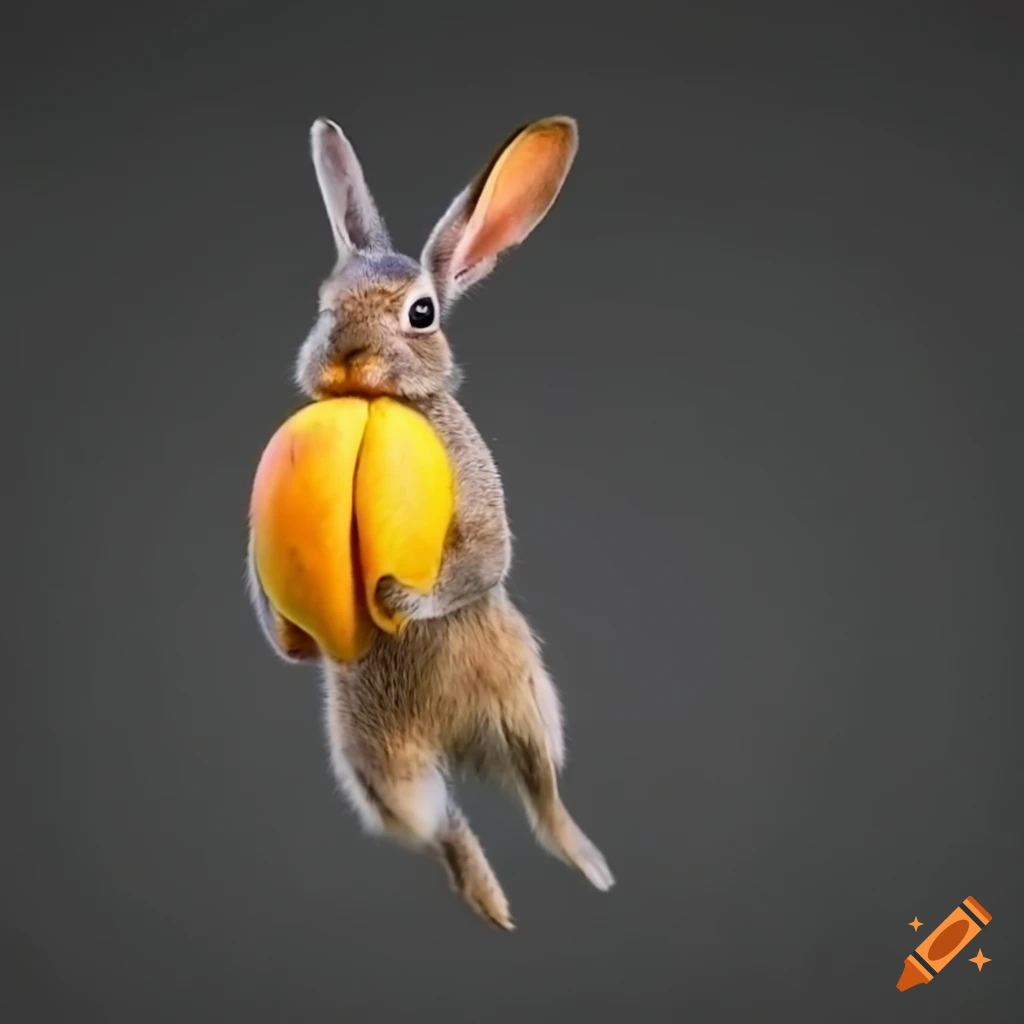 Rabbit throwing mangoes in france on Craiyon