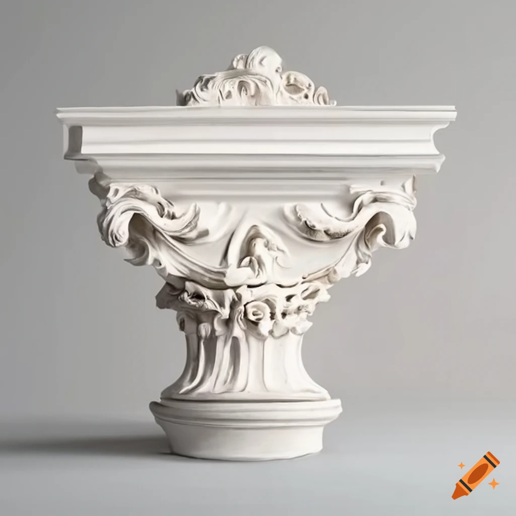 white stucco ornaments on a neo classical altar