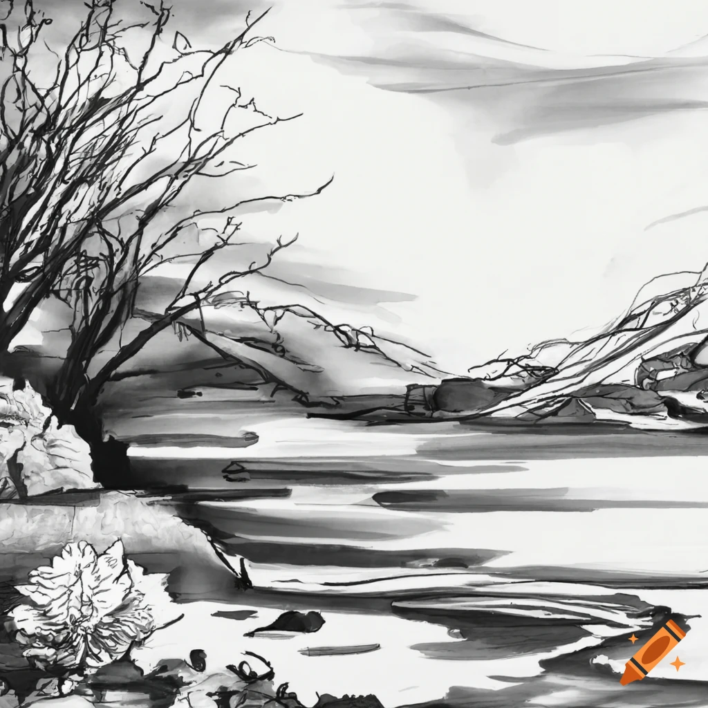 Easy How to Draw a Winter Landscape Tutorial Video & Coloring Page