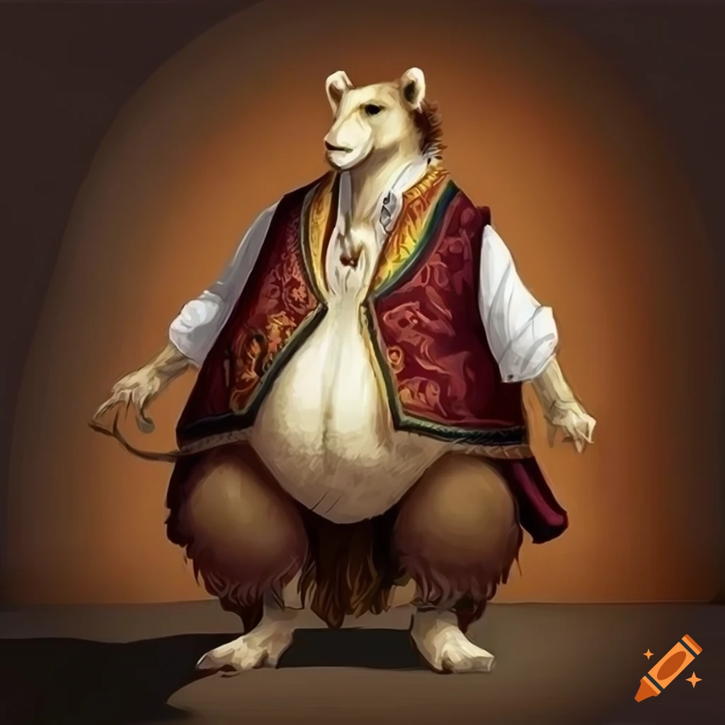 digital art of a fat camel with fancy attire
