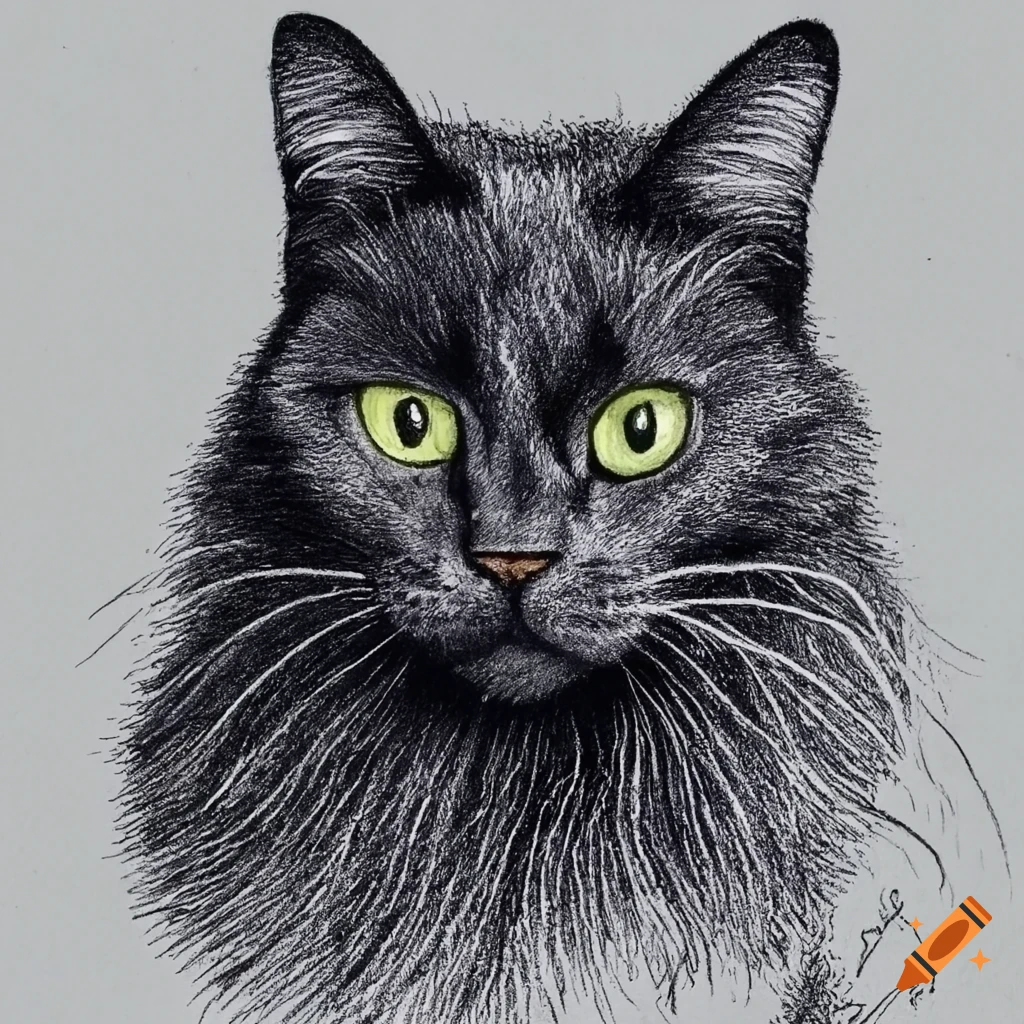 Transparent Cute Black Cat Clipart - Black Cat Drawing Easy, HD Png  Download , Transparent Png Image - PNGitem