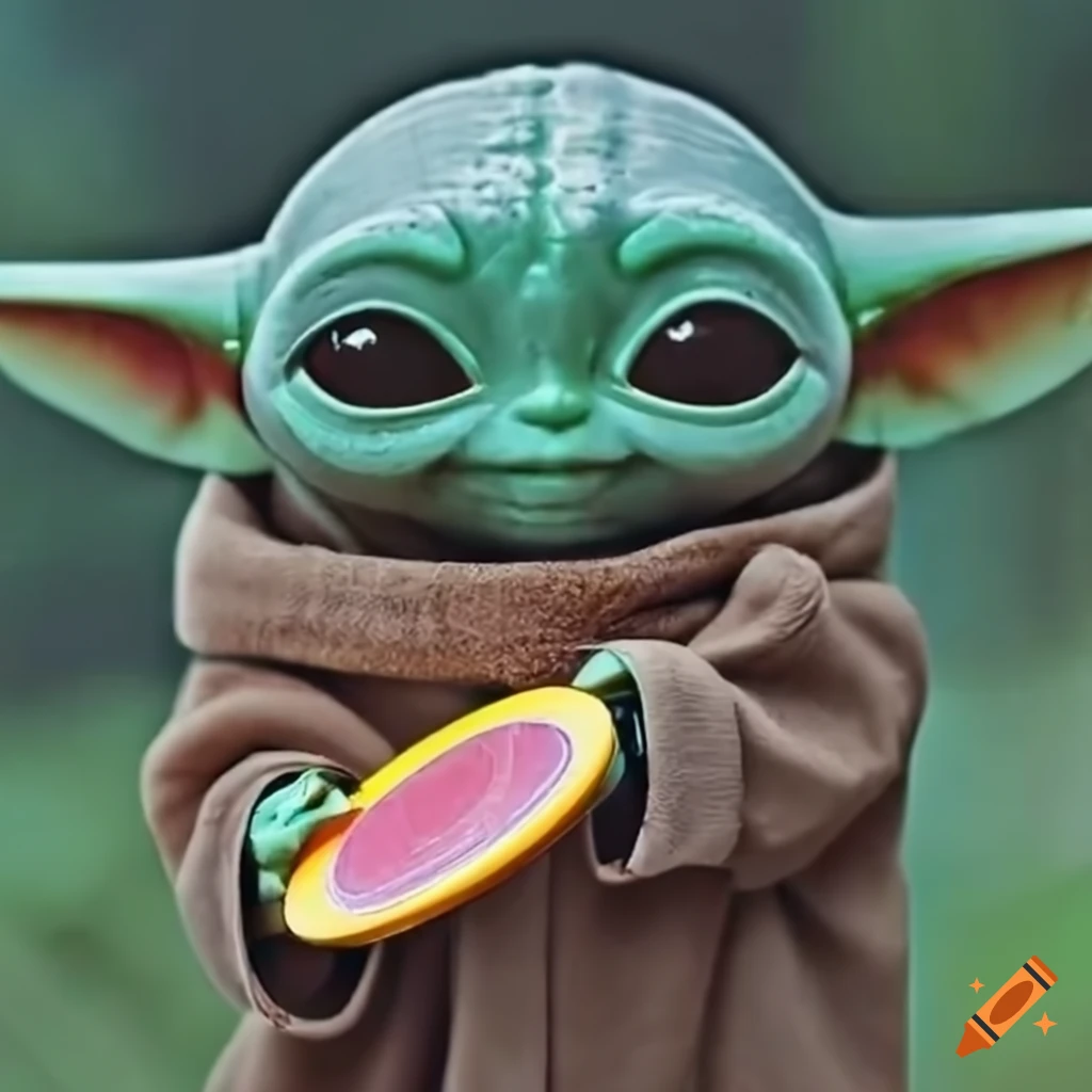 Baby Yoda kawaii déguisé en père Noël par Greg Rutkowski