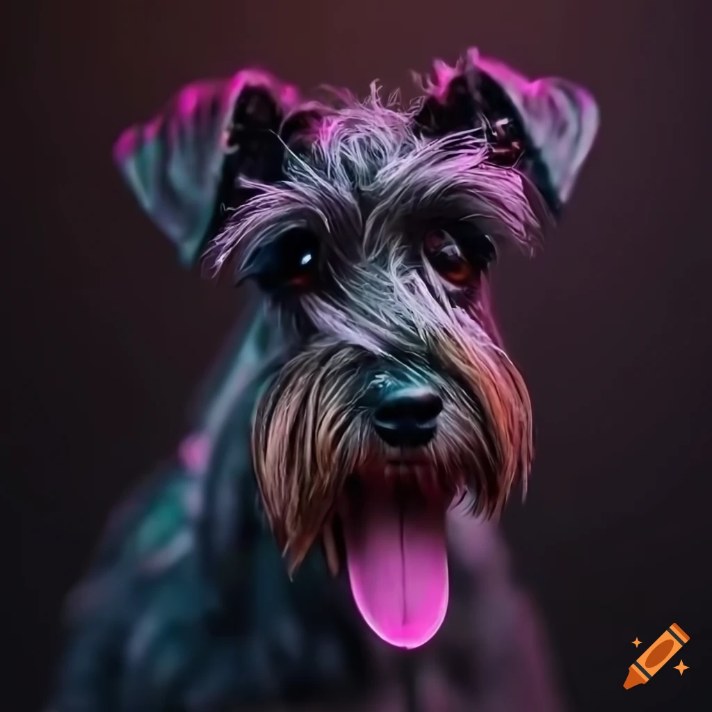 close-up of a smiling miniature schnauzer named TOMMY