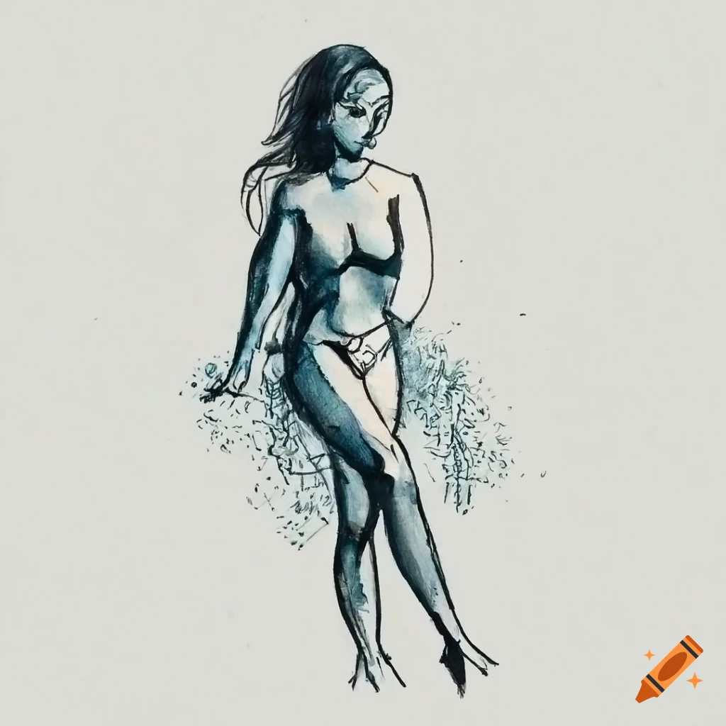 quick figure drawing with hatching shadows