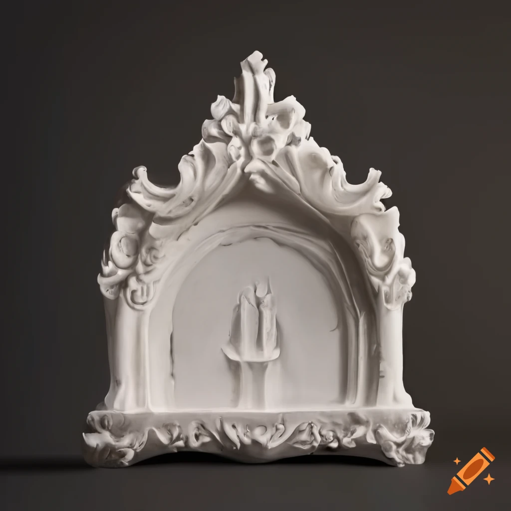 white stucco ornaments on an antique altar